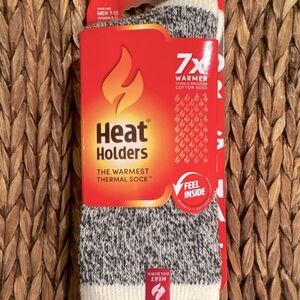 Heat Holders Original Mens 7-12 Womens 8-13 The Warmest Thermal Socks white/red